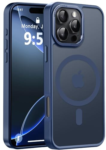 Newfuture Designed for iPhone 16 Pro Case with Magnetic [13 FT Military Drop Protection] [Compatible with Magsafe] Slim Translucent Matte Shockproof with Anti-Fingerprint Phone Case,Navy Blue