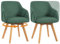 Bekrvio 360° Drehbare Esszimmerstühle 2er Set, Polsterstuhl mit Armlehne, Stoffbezug, Holzbeine, Mid-Century Design, Komfortabler Küchenstuhl für Esszimmer und Wohnzimmer (Dunkelgrün, 2PCS)