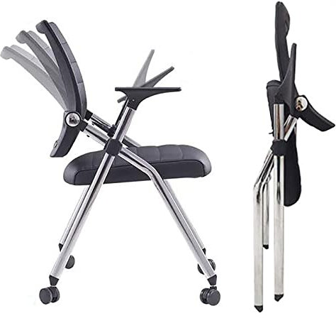 LULUMAIC Ergonomischer Klappstuhl mit Rollen, bequemer, mit Leder gepolsterter Sitz, Faltbarer Heimstuhl mit Armlehnen