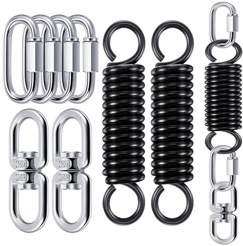 Zonon Boxsack-Aufhänger-Set, schwere Sack-Feder, M8, Doppelöse, Drehgelenk mit Karabinerhaken, Edelstahl, für Boxsack, Turnschaukel, Trapez, Hängematte bis zu 453 kg, 8-teilig