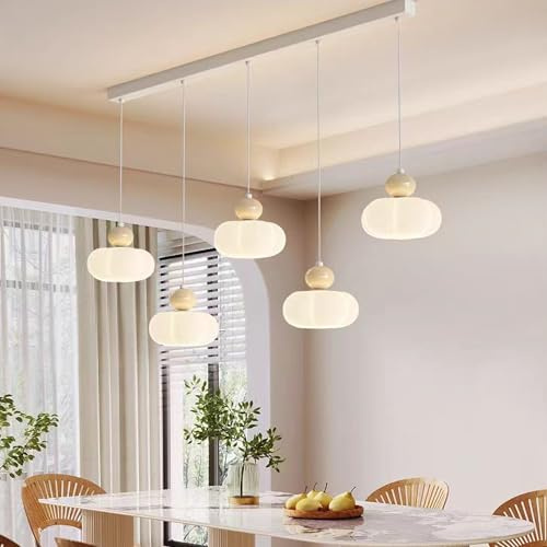 LED Pendelleuchte Esstisch Hängelampe 90CM Weiß Modern Linear Design Hängeleuchte Esszimmerlampe Dimmbar mit Fernbedienung Pendellampe Höhenverstellbar Kronleuchter Esstischlampe Küchelampe (weiß)