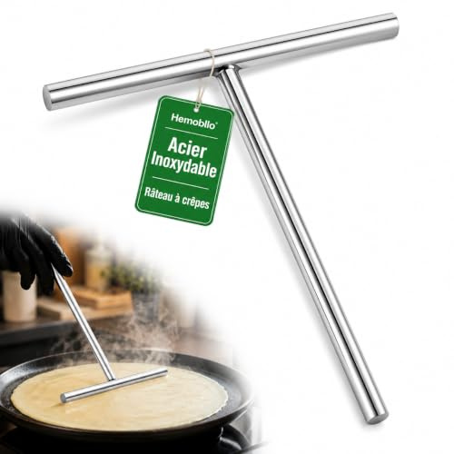 Hemobllo Râteau à Crêpes en Acier Inoxydable (19 cm), Rozell Professionnel pour Poêle et Crêpière, Étaleur de Pâte Répartiteur Métal, Ustensile Cuisine pour Spatule Crêpe Party et Pancakes