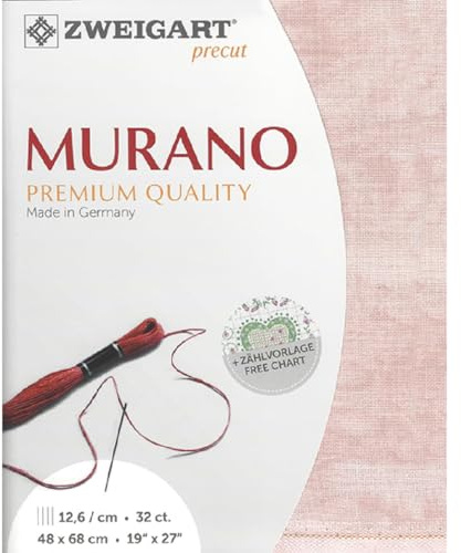 Zweigart Zählstoff MURANO Precut 32 ct. 3984 Farbe 4269 Vintage rosa, Handarbeitsstoff für Stickerei 48x68 cm