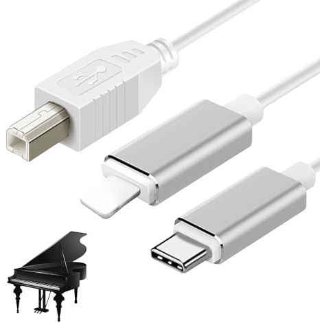GOMETY Cable MIDI 2 en 1 USB C a USB B MIDI de 1 m OTG compatible con iPhone IOS Piano Keyboard Audio Interface Teclado Electrónico Instrumentos Musicales Impresora