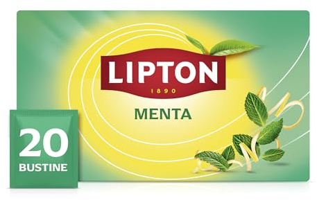 Lipton Tisana Menta Verde e Piperita Rinfrescante, 20 Filtri | Da gustare dopo i pasti. Infuso fresco, rinfrescante e digestivo. Naturalmente privo di caffeina, da coltivazione biologica