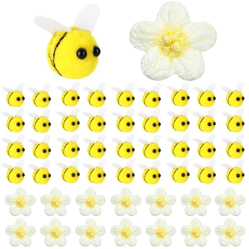 AYSYR Filzbienen DIY Deko Set, 36 Bienen Mit 14 Filzblumen Für Handwerk | Geeignet Für Haarspangen, Kleidung, Schaufenster, Festschmuck Und Weihnachtsbaum-Anhänger, Leicht Und Vielseitig Nutzbar