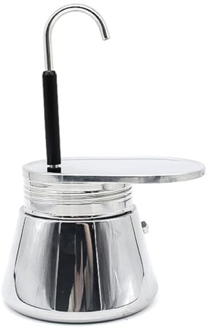 Gettimore Edelstahl-Kaffeemaschine mit einem Rohr, 200 ml Fassungsvermögen, mit abnehmbarem Filter für einfache Reinigung und einstellbares Brühen, 1–4 Tassen, kompakte Küchen-Espressokanne