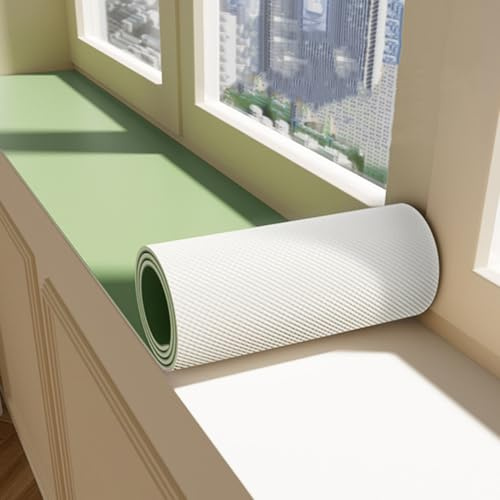 Fensterbank Innen Einfarbige Wasserdichte Fensterbank-Matte aus 3,5mm Schaumstoff, Dekorative Fensterbankschutz Katzen Hundekratzer Staubdichte Fensterbank Abdeckung(Green 2,100x10cm/39.4x3.9in)