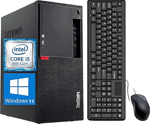 Lenovo ThinkCentre M920T Mini ordinateur de bureau avec processeur Intel Core i5-8600, 8 Go de RAM, SSD 256 Go, WiFi, Bluetooth, clavier QWERTY américain, Windows 11 Pro (reconditionné)