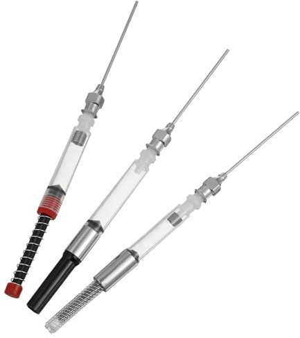 IDEANATEGRATE 3pcs Fountain Pen Ink Syringe Device with Spring Converter for European Standard 3.4mm and 2.6mm Nibs, Red Silver Black Set for Precise Ink Refills and Student Writing Supplies
