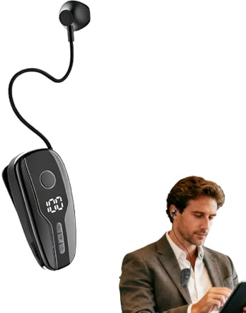 Wireless Bluetooth Headset Business , Bluetooth Headset for Driving, Earpieces for Phones with Clip and Retractable Cable, Bluetooth 5.4, Hands-Free, Compatible with Most Smartphones(Black-Q8Pro)