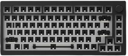 ShwyBDrbw Mechanical Keyboard Barebone Kit 75% RGB Hot-swap ANSI ISO Version CNC Metal Gasket Mount Structure Compatible With M1 DIY(BLACK ANSI)