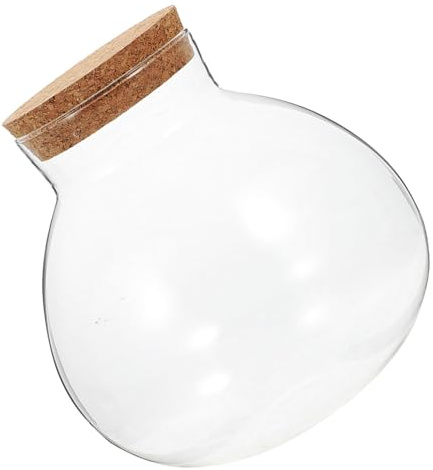 OHPHCALL Glass Terrarium Jar round Glass Container with Airtight Cork Lid Featuring Low Maintenance and Multipurpose Functionality for Succulents and Candy for Office Desks and Living