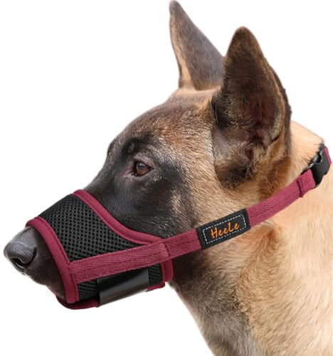 HEELE Maulkorb Für Hunde, Maulschlaufe Hund, Burgunderrot, XL | Maulkorb Hund Sicherer, Schneller Sitz, Maulkorb für Kleine Mittlere Große Hunde, Verhindert das Beißen, Kauen und Bellen