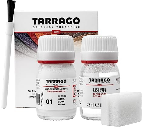 Tarrago | Self Shine Color Dye 25 ml | Tintura Autobrillante para Zapatos y Accesorios | Cubre Rozaduras y Desgastes del Calzado | Cuidado del Calzado - Repara y Tiñe | Color Blanco