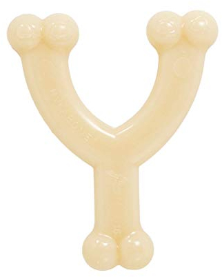 Nylabone Dura Chew Extreme Tough Dog Chew Toy Bone, Chicken Flavour Wishbone, S, for Dogs Up to 11 kg