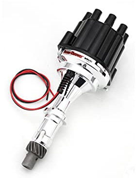 Pertronix D7120800 Flammenwerfer, kein Vakuum, schwarze Kappe, Billet-Elektronikverteiler mit Zündgerät III-Technologie für Pontiac V8