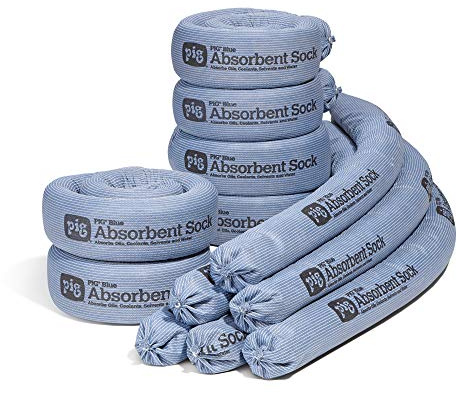 PIG Blue Oil Absorbent Sock - 12 per Package - 3 x 48 - Absorbs up to 95 oz per Sock - PIG238