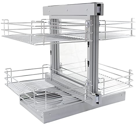 Kukoo - 4 Cestos de Acero Inoxidable para Mueble de Rincón Ciego 90-100cm, Mano Izquierda