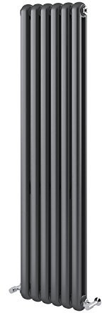 Edworth Vertical Radiator | Curved Panel Double Column | Central Heating | Living Room Hallway Bathroom Kitchen Radiator | 1500 x 380 | Anthracite