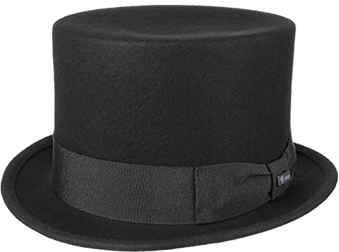 Lipodo Zylinder Filzhut schwarz Damen und Herren - Wollfilzhut Made in Italy - Hochzeitshut mit Ripsband - Hut Sommer/Winter - Zylinderhut aus Filz schwarz M (56-57 cm)