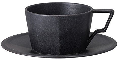 Kinto 28895 Kaffeetasse, OCT-Becher und Untertasse, 300 ml, Schwarz