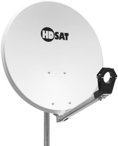 HDSAT Parabole Satellite Aluminium Blanche 60cm avec Support LNB idéal Astra EUTELSAT