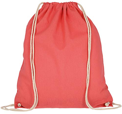 MyShirt Baumwoll Turnbeutel 38 x 46cm unbedruckt mit Kordelzug - 19 Farben - Jutebeutel OEKO-TEX® geprüft Gym Sack zum bemalen, Farbe:lachs