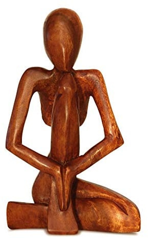G6 Collection Abstrakte Skulptur aus Holz, handgefertigt, handgefertigt, Kunst – betender Mann – Statue Heimdekoration dekorative Figur Akzentdekoration Geschenk handgeschnitzt Yoga betender Mann