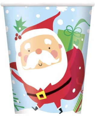Colourful Father Christmas Santa Paper Cups - 8 Pack