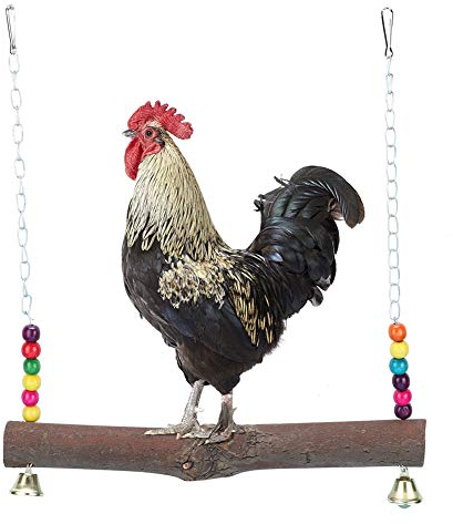 Chicken Swing Hühnerschaukel Chicken Hanging Swings Spielzeug Wood Block Biting Spielzeug Chicken Swing mit Glocke für mittelgroße und große Papageien Kakadus African Grey Aras(Hühnerschaukel)