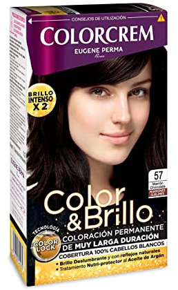 Colorcrem Color & Brillo - Tinte permanente mujer - Tono 57 Marrón Chocolate , con tratamiento nutri-protector al aceite de Argán. + 45% de producto | Disponible en más de 20 tonos.
