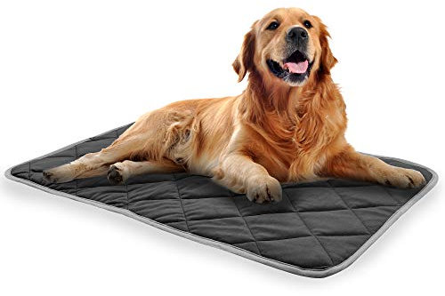 NWK Self Warming Thermal Pet Mat for Dogs and Cats, Body Heat Reflecting Cat Bed Mat, Washable, for Sofa & Crate & Kennel & Car Seat (Black, Large (58cm X 88cm))