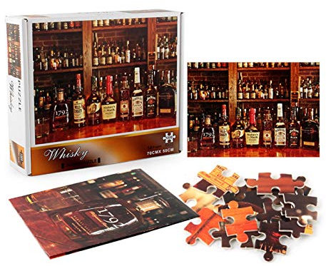 Awayhall 1000 Piece Puzzle Jigsaw Puzzle Difficult Wine Cooler Whiskey & Romantic Town Decompression Toy Stress Relief Ideal for adults and children