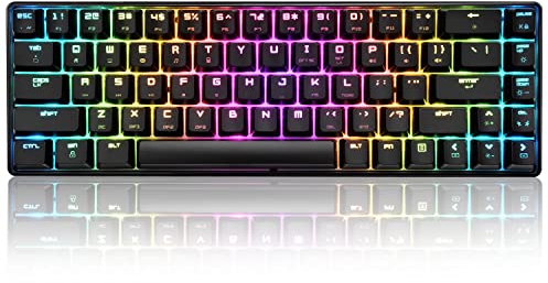 T8 RGB Gaming Keyboard 60% | Clicky Optical Blue Switches | Mini 60 Percent Wired Mechanical Keyboard | 18 Chroma LED Backlit Illuminated Keyboard | Compact 68 Keys | Detachable USB-C Cable | Black