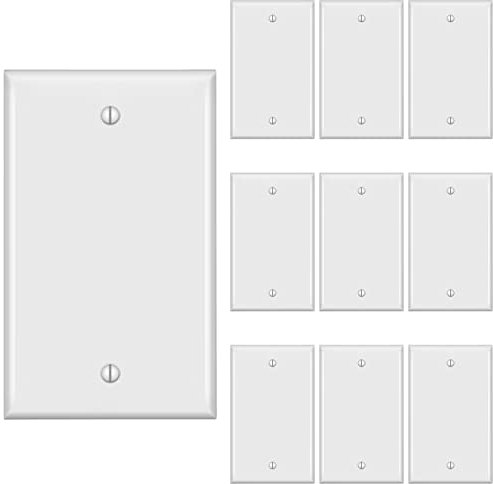 Placca da parete per dispositivo, 1 banda, 11,4 x 7 cm, coperture elettriche per prese/interruttori inutilizzati, colore bianco (confezione da 10)