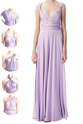 INFIWING Infinity Kleid mit Bandeau Brautjungfernkleider, Lang Übergröße Wickelkleid Damen, Multiway Kleid Hochzeitsgäste Trauzeugin Kleid Abendkleid(Einheitsgröße, Lavendel)