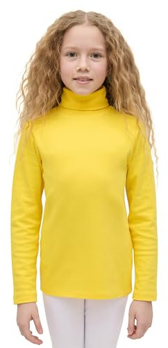 Lilax Girls' Basic Long Sleeve Turtleneck Cotton T-Shirt 5 Yellow