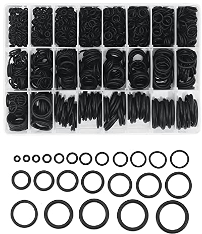 Yuhtech 1200 Pcs 24 Größe Dichtungsringe Set O Ringe Sortiment Gummi Dichtungen Ringe Schwarz Dichtungsringe Set für Sanitär-Unterlegscheiben und Auto- Schnellreparatur
