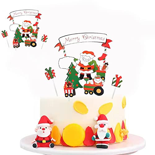 Tortendeko Weihnachten,Cake Topper Merry Christmas,Weihnachten Cupcake Topper,Weihnachtsmann Baum Schneemann Kuchen Party Dekorationen Liefert