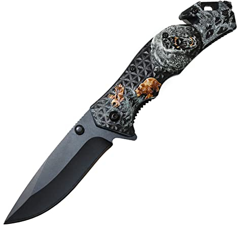 Pixelstudio Jäger Messer Jagd Klappmesser Outdoor Taschenmesser Jagdmesser Trekking Geschenk Männer Bär