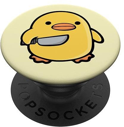 Böse Ente Messer gelbe Gummiente PopSockets Klebender PopGrip