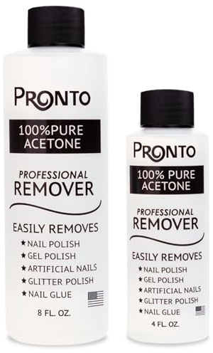 Pronto 100% Acetone Gel Nail Polish Remover - Gel Polish Remover for Nails Acetone Nail Polish Remover & Acrylic Nail Remover for Removal of Glue, Gel & Dip, Gel Nail Remover, 12 fl oz