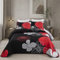 WONGS BEDDING Tagesdecke 240x260 Rot Blumen Bettüberwurf Weiche Sommerdecke Gesteppte Decke für Doppelbett Mikrofaser Bettdecke mit 2 Kissenbezug 50x75
