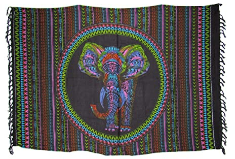SAWA-ART Sarong Pareo Elefant Ethno bunt/große Auswahl schönste Farben/Wickelrock Strandtuch Sauna-Tuch Wickelkleid Schal Wickeltuch Bademode Freizeitmode Sommermode/aus 100% Viskose