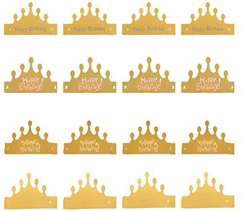 JCKD 16-Pack Papier Krone Gold Party Krone Papier König Hut (4 Optionen) passend für Parteien und Geburtstagsfeiern, universelle Geburtstagshut für Jungen, Mädchen, Kinder und Erwachsene
