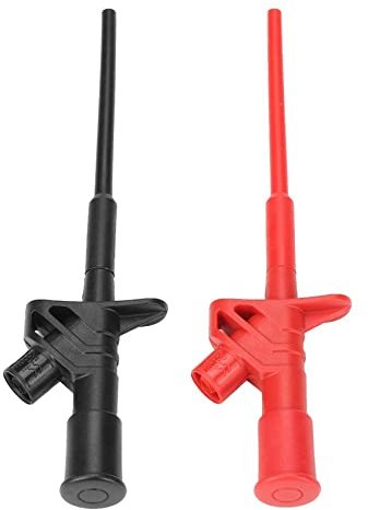 Artillery Multimeter Kabelclip,2 Stück Isolierte flexible Hochspannungs-Prüfsonde Clip,abnehmbarer Haken Multimeter Prüfspitze,Schwarz + Rot