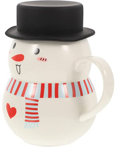 UPKOCH Tazza Ceramica Multifunzionale Con Coperchio Mug Per Caffè Latte e Bevande Calde Design Unico Con Cappello e Sciarpa Perfetta Per Casa e Ufficio