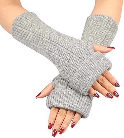 Chunky Wool Winter Warm Cozy Glove, Knitted Arm Warmers, Long Fingerless Gloves…