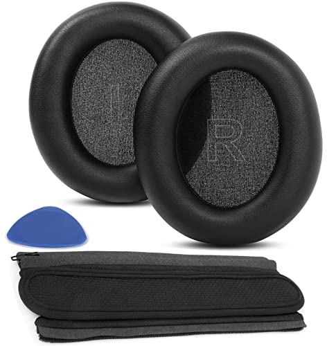 YunYiYi - Ohrpolster Q30 Q35 BT Headset Kompatibel mit Anker Soundcore Life Protein Leder Memory Schaum Schwarz